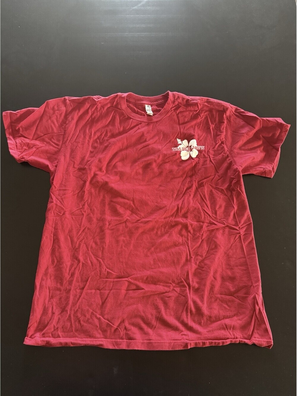 Trader Joes Crew Member T Shirt Size L Red 100% Cotton Preowned